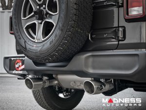 Jeep Wrangler JL 3.6L 4 Door Performance Exhaust System - 409 SS Cat Back - Rebel - AFE - Dual Exit - Polished